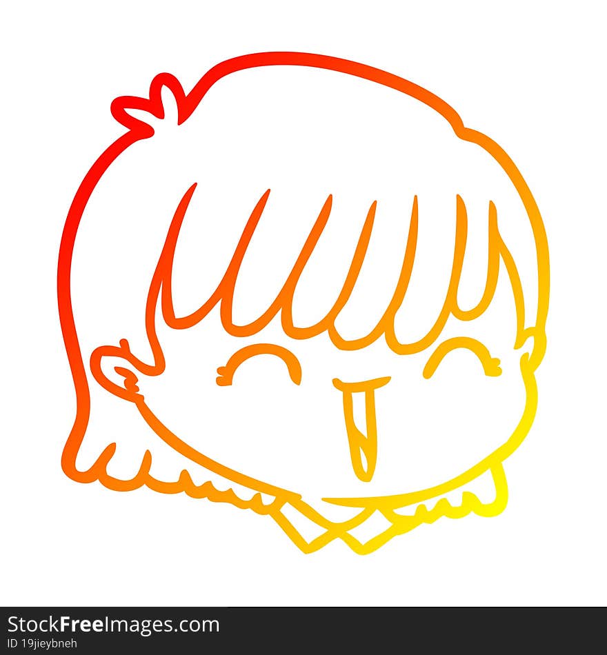 warm gradient line drawing cartoon female face