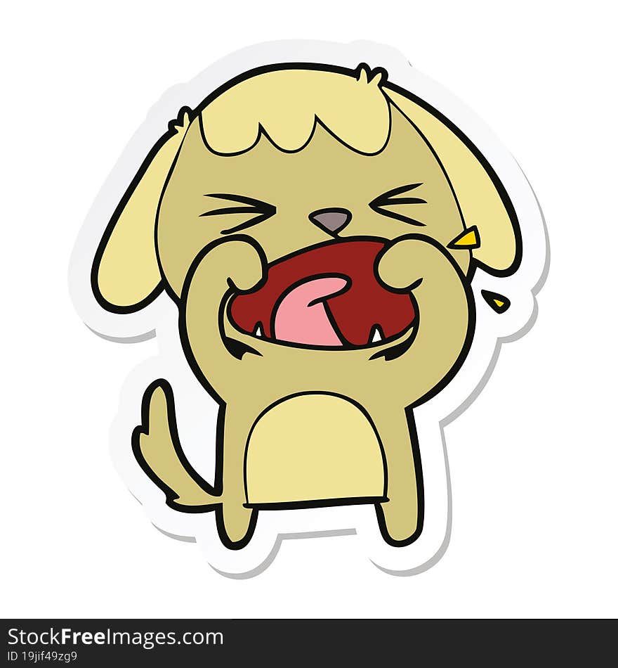 sticker of a cute cartoon dog barking