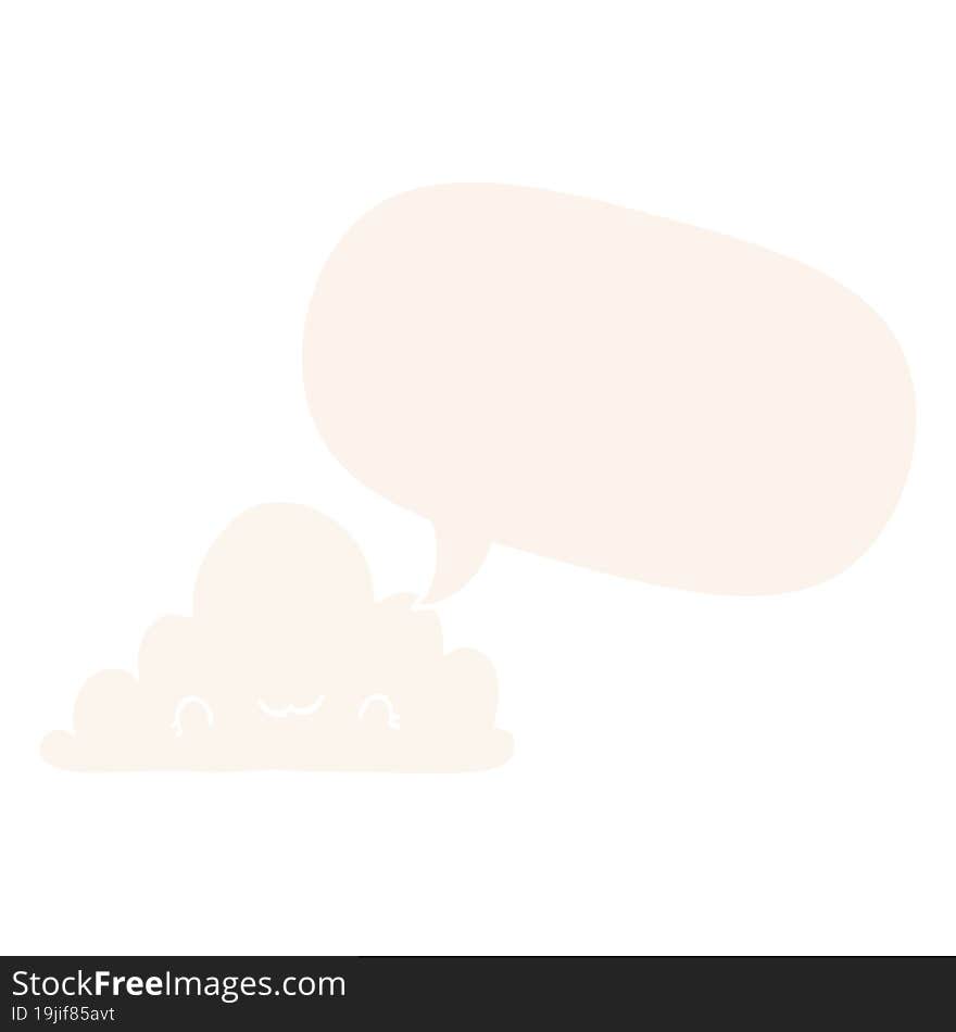 cute cartoon cloud and speech bubble in retro style