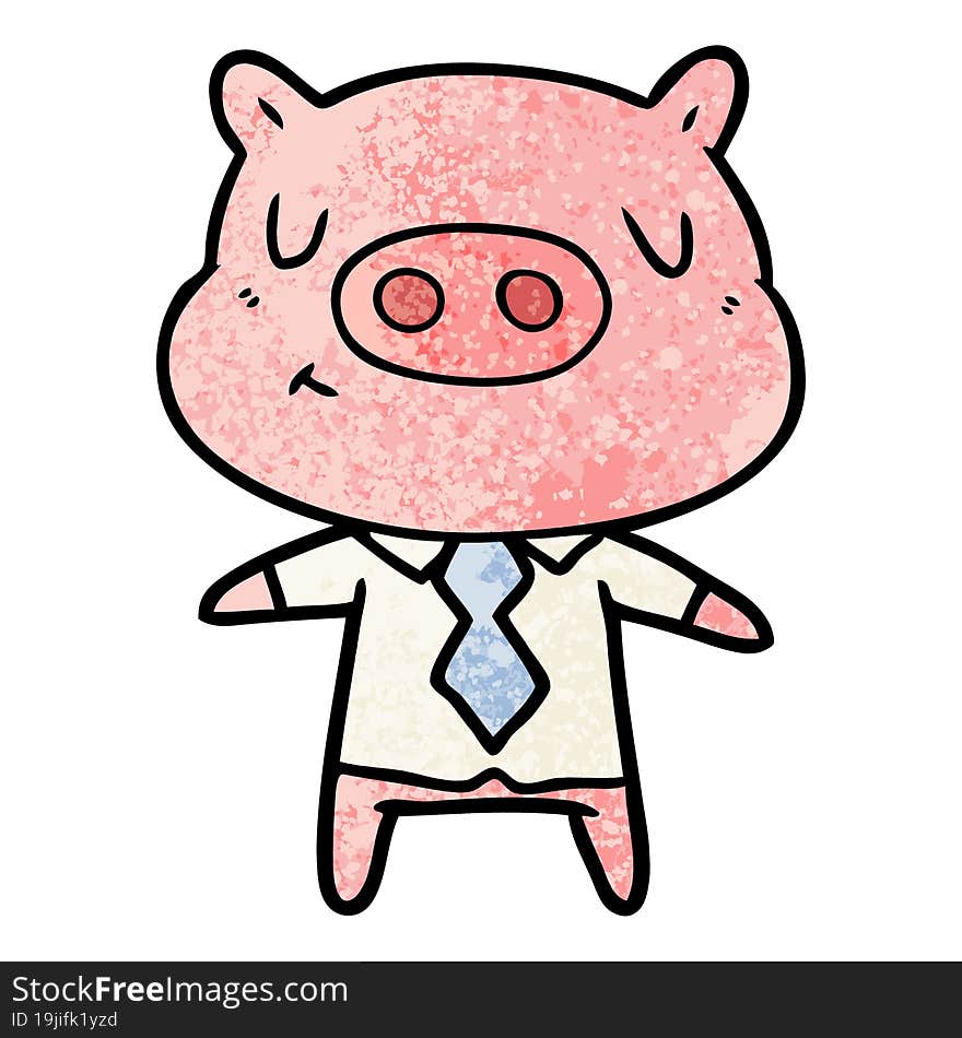 cartoon content pig in shirt and tie. cartoon content pig in shirt and tie