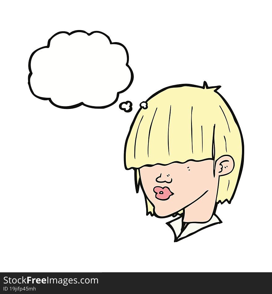 cartoon fashion haircut  with thought bubble