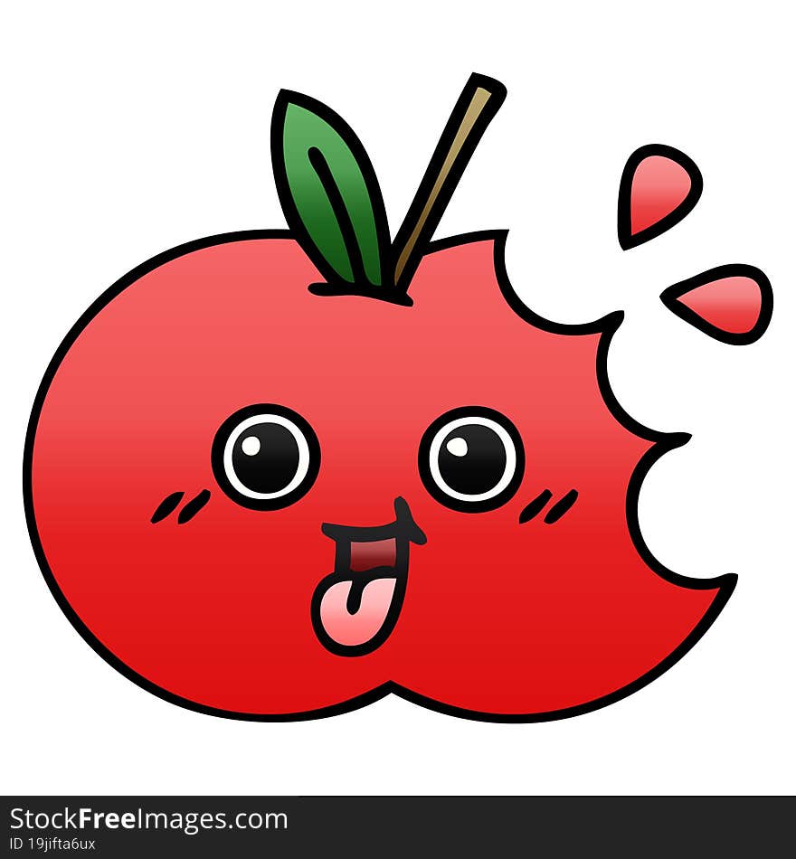 gradient shaded cartoon red apple