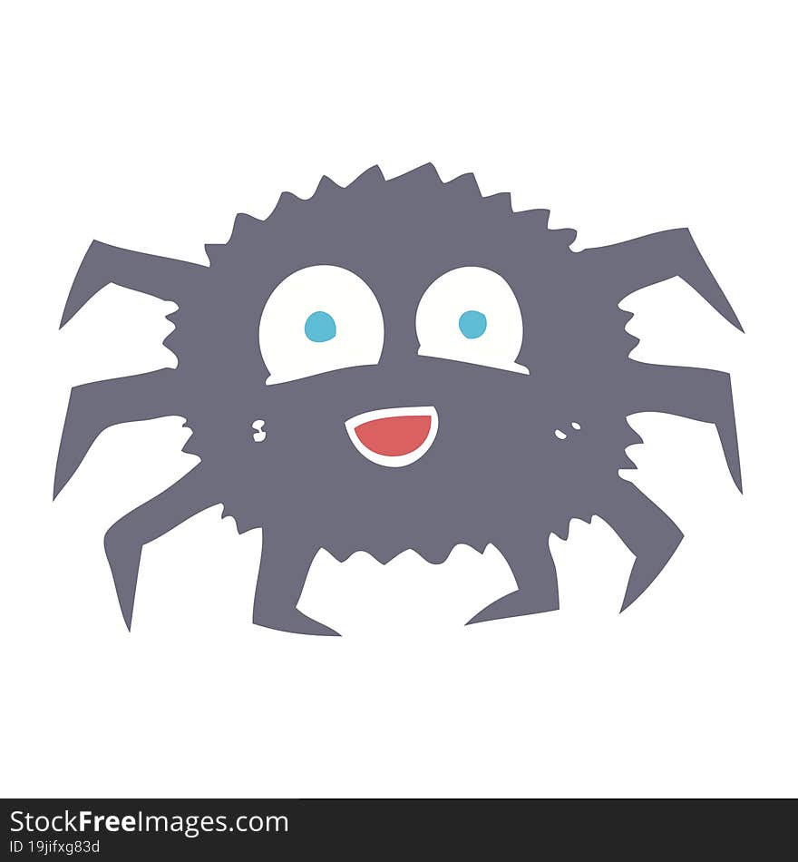 Flat Color Illustration Of A Cartoon Spider