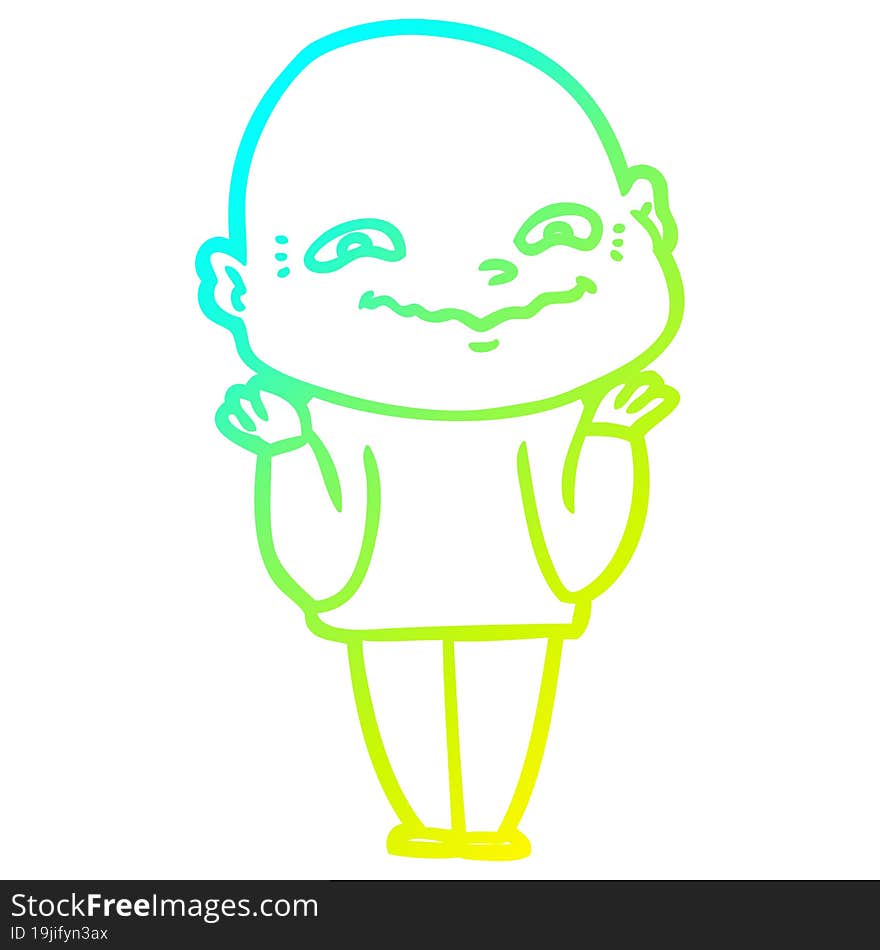 cold gradient line drawing cartoon creepy guy