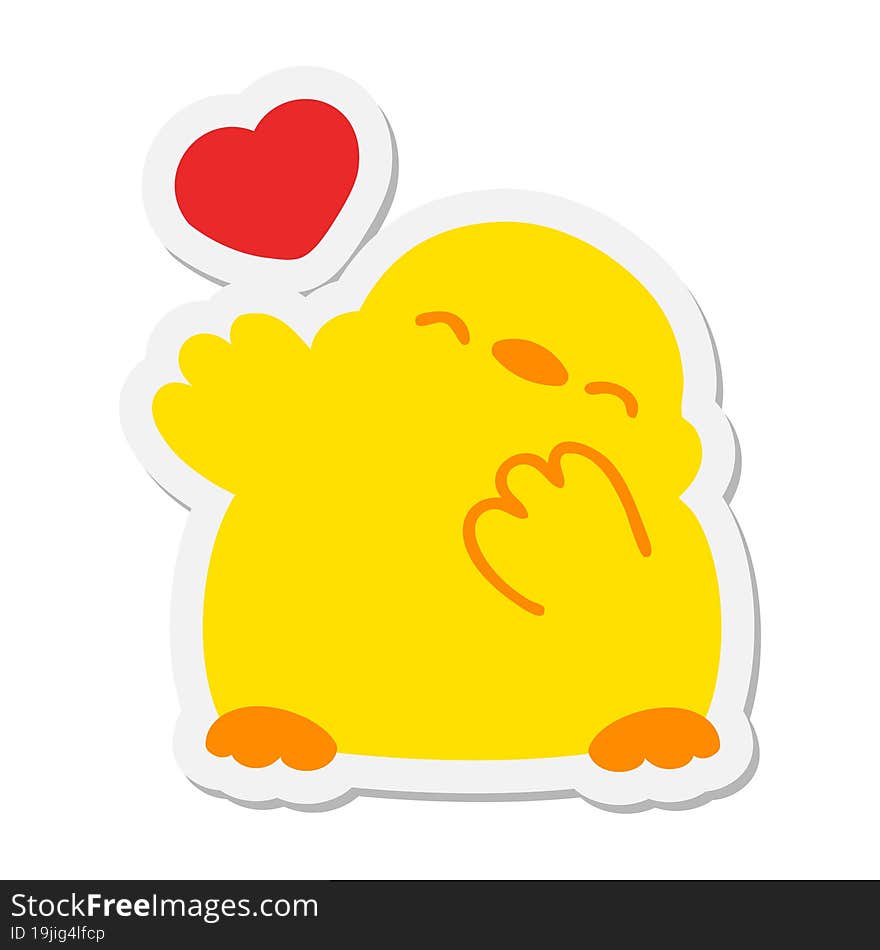 Cute Baby Bird With Love Heart Sticker