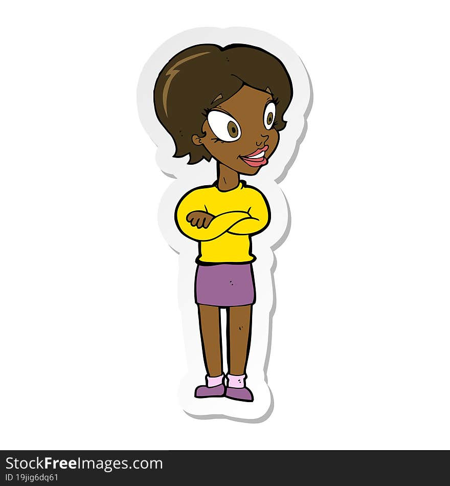 Sticker Of A Cartoon Pretty Woman