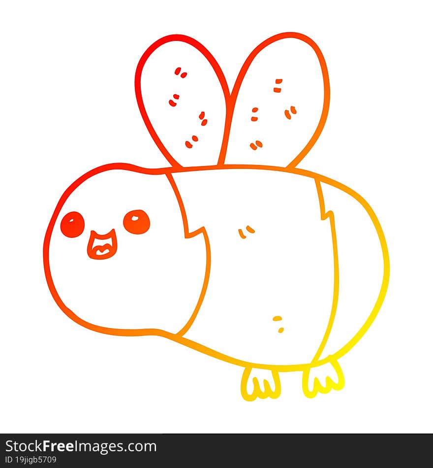 warm gradient line drawing cartoon bee