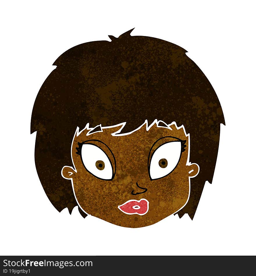 cartoon surprised female face