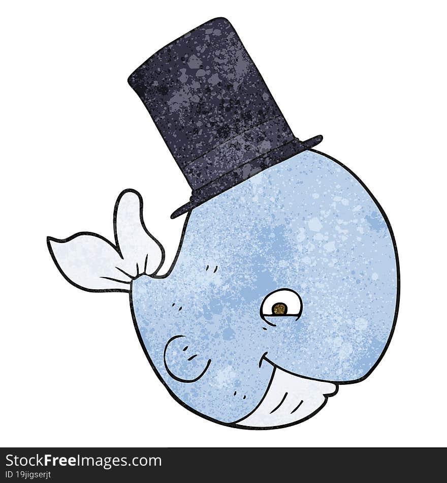 Textured Cartoon Whale In Top Hat