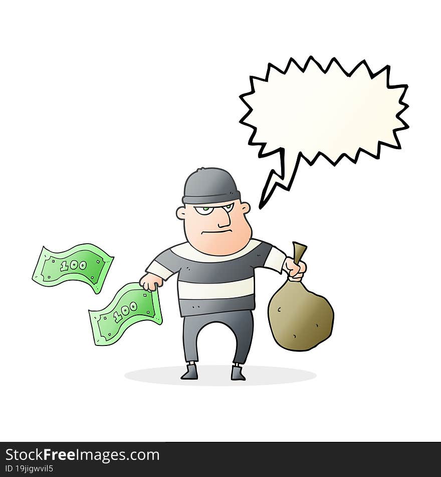 Speech Bubble Cartoon Bank Robber