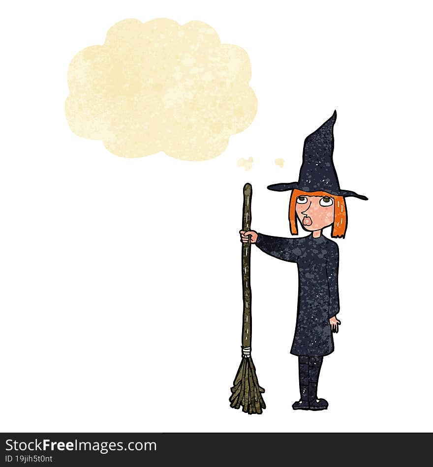 Cartoon Witch With Thought Bubble