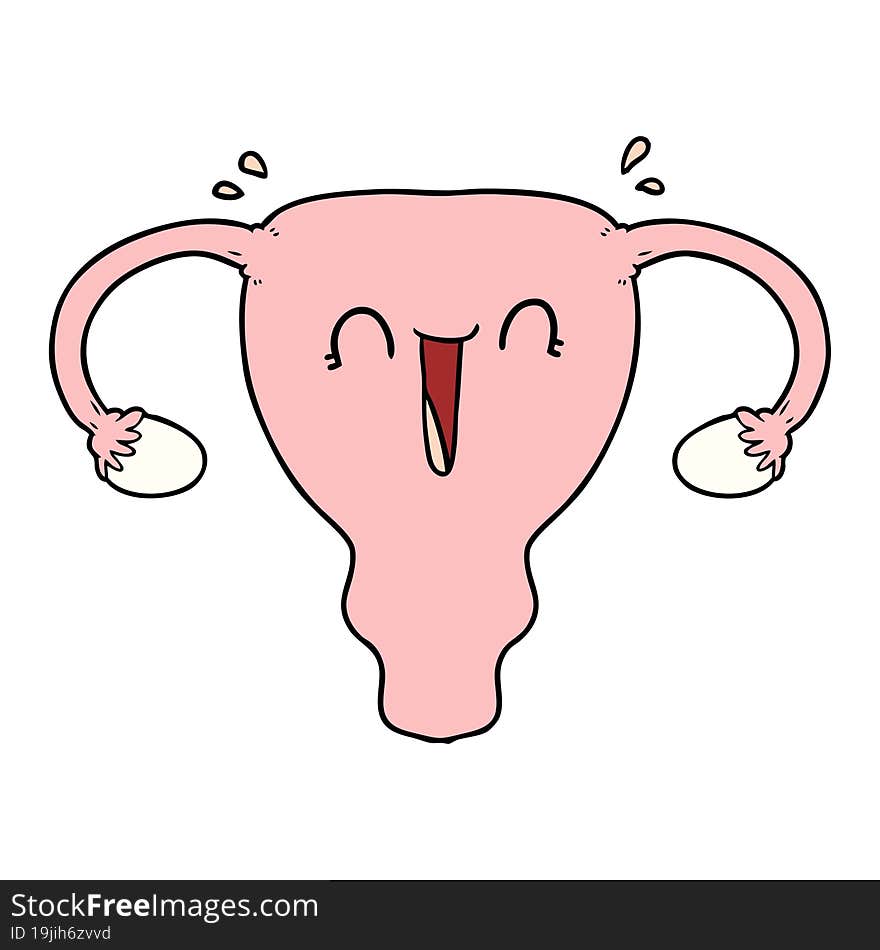 cartoon happy uterus. cartoon happy uterus