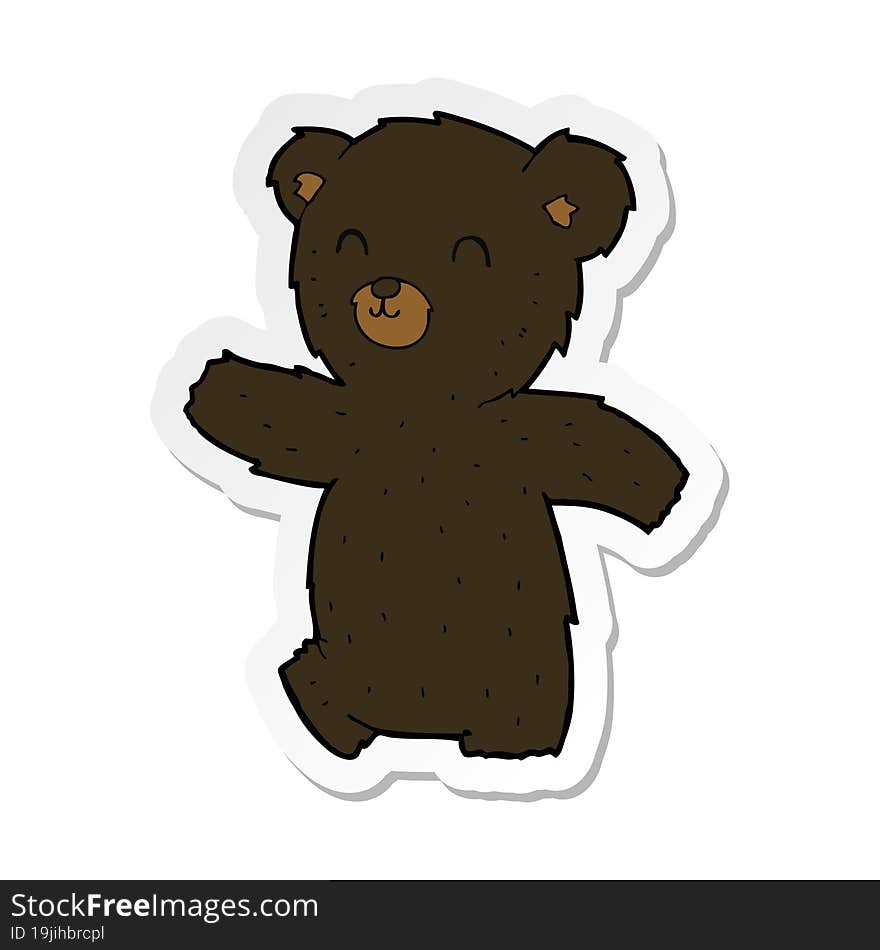 Sticker Of A Cute Cartoon Black Bear