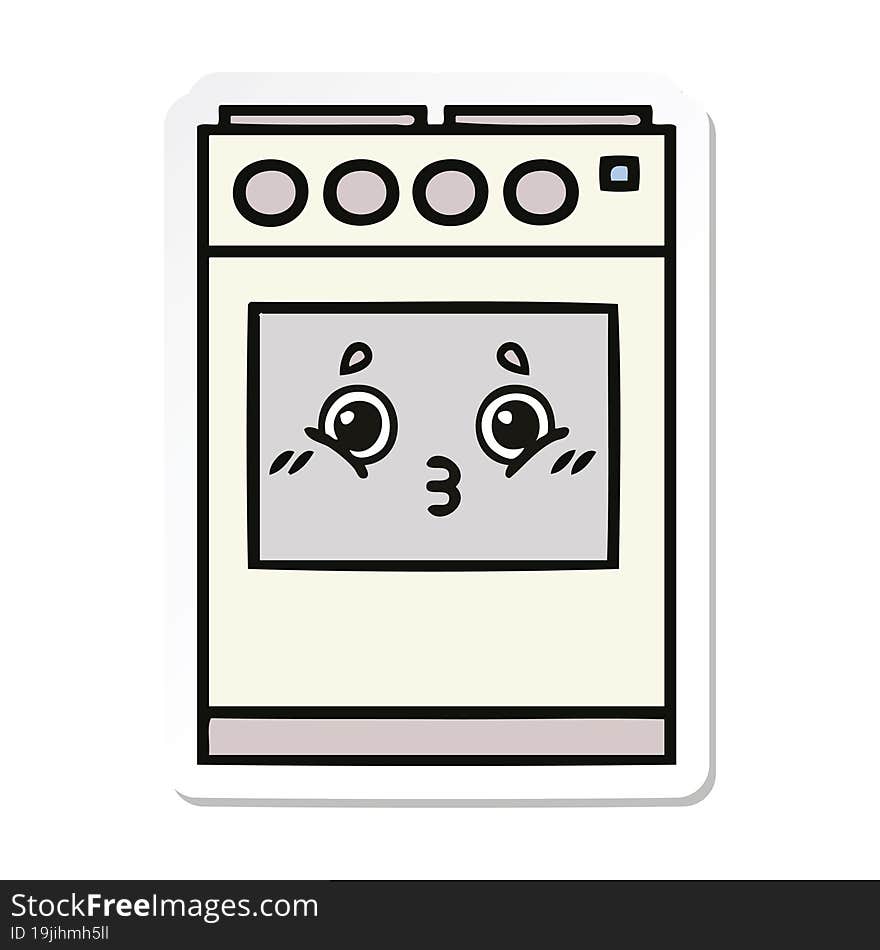 Sticker Of A Cute Cartoon Kitchen Oven