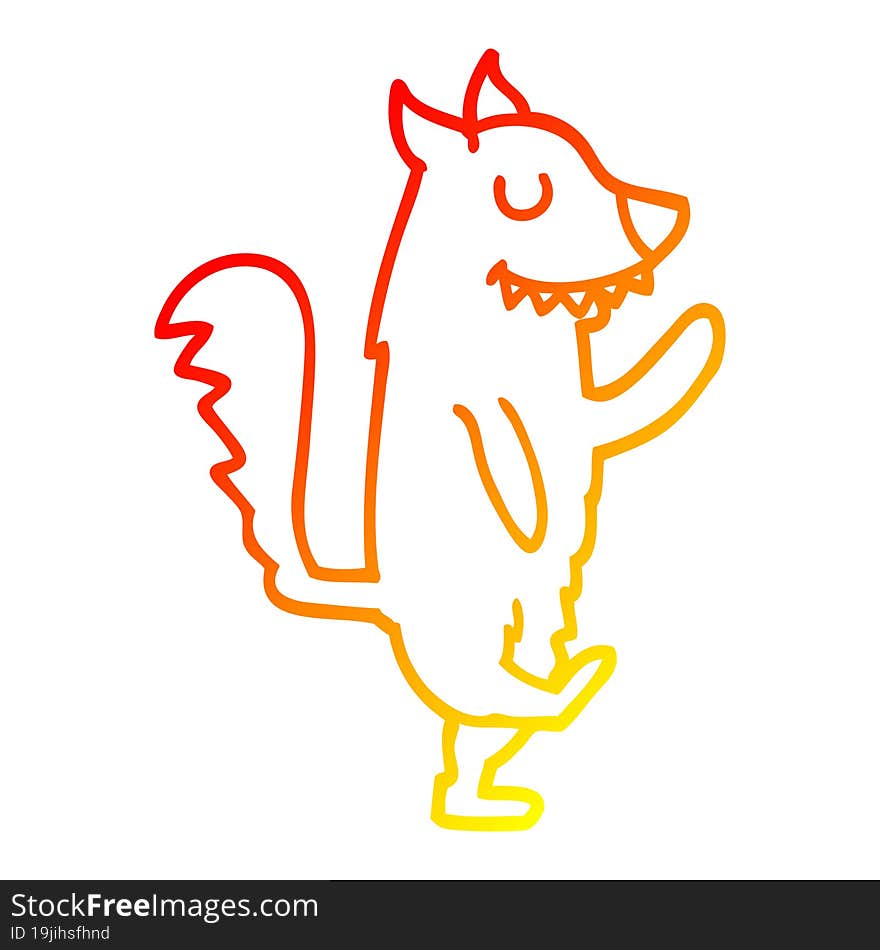 warm gradient line drawing cartoon dancing dog