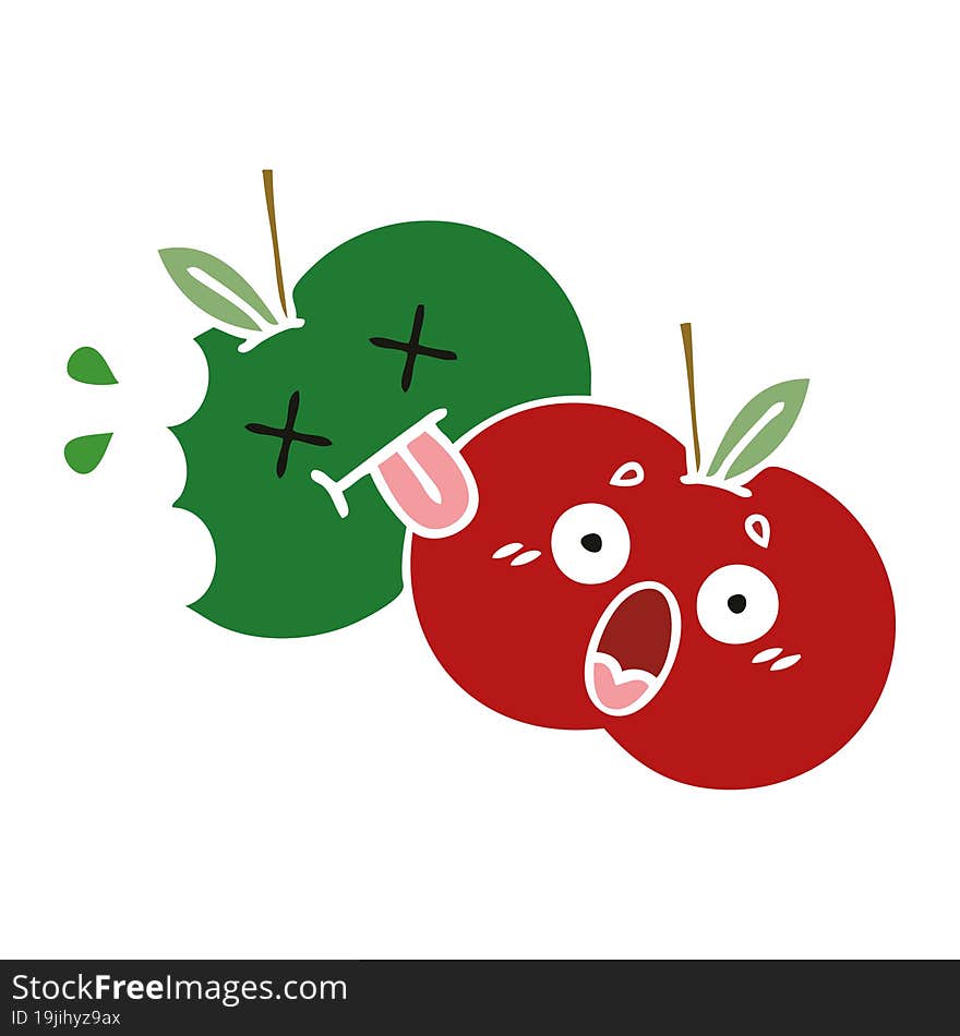 flat color retro cartoon juicy apple