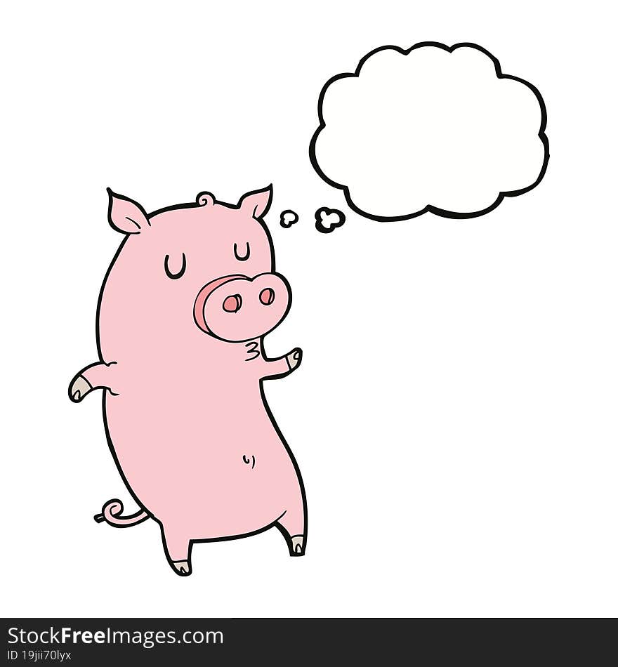 Funny Cartoon Pig With Thought Bubble