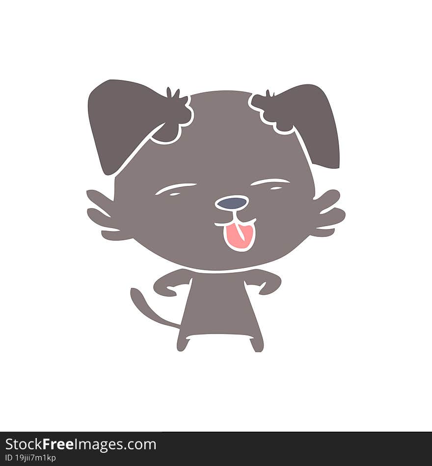 flat color style cartoon dog sticking out tongue