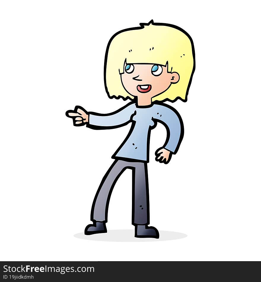 cartoon girl pointing