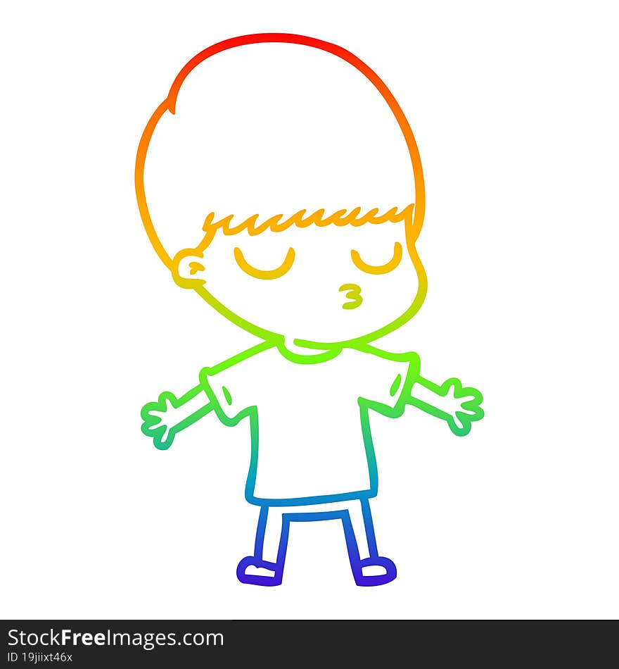 rainbow gradient line drawing cartoon calm boy