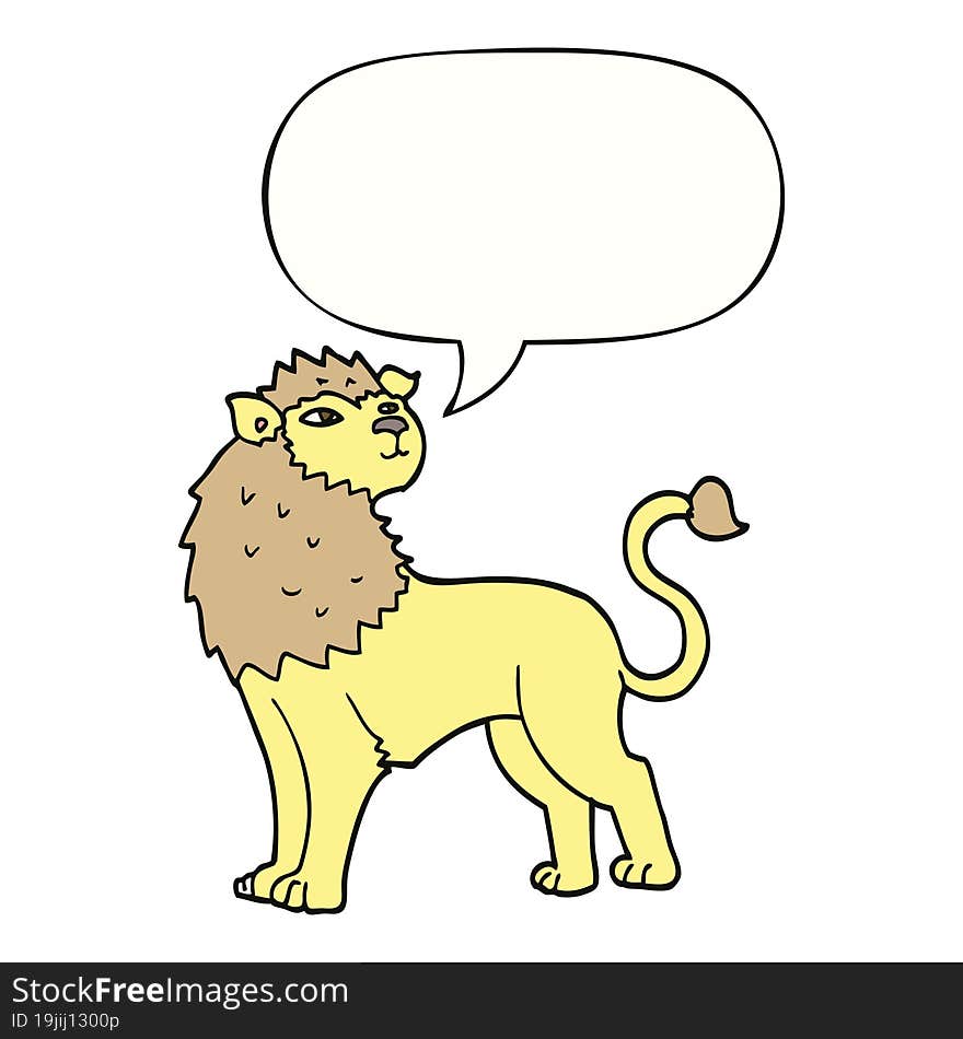 cartoon lion and speech bubble