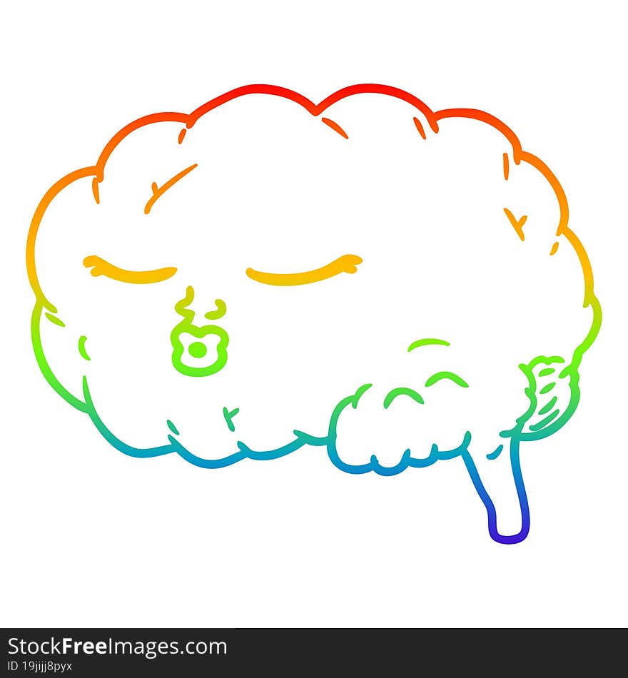 rainbow gradient line drawing cartoon brain