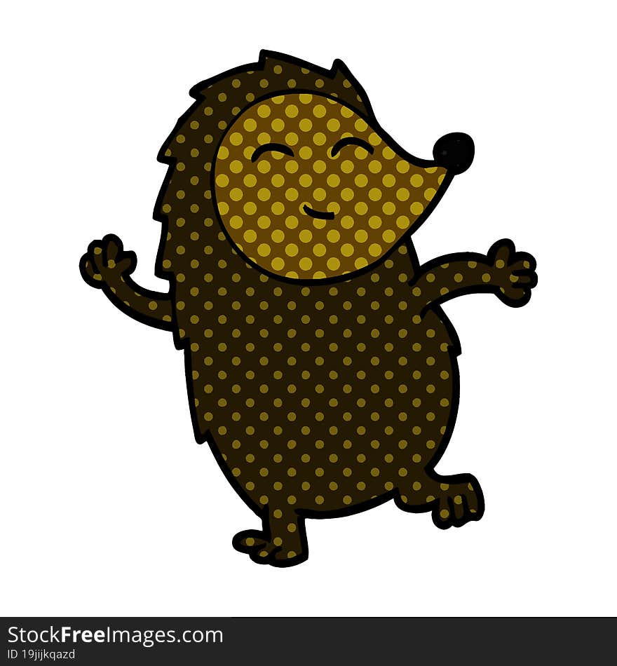 Cartoon Doodle Dancing Hedgehog