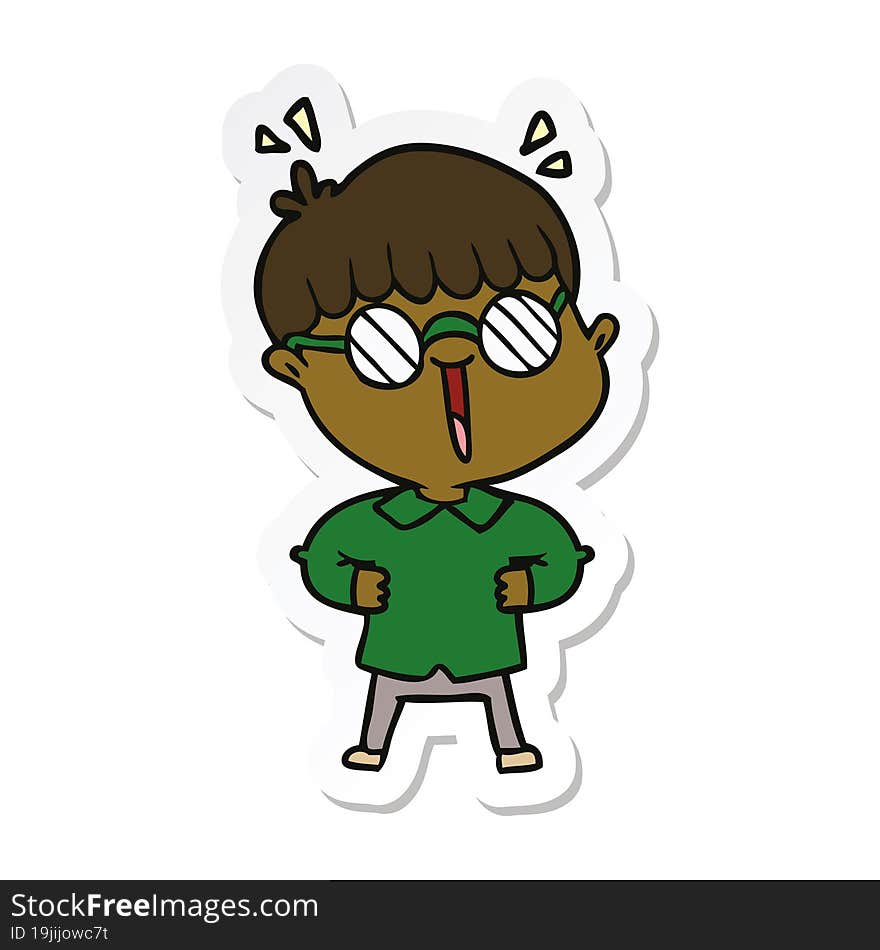 sticker of a cartoon boy wearing spectacles