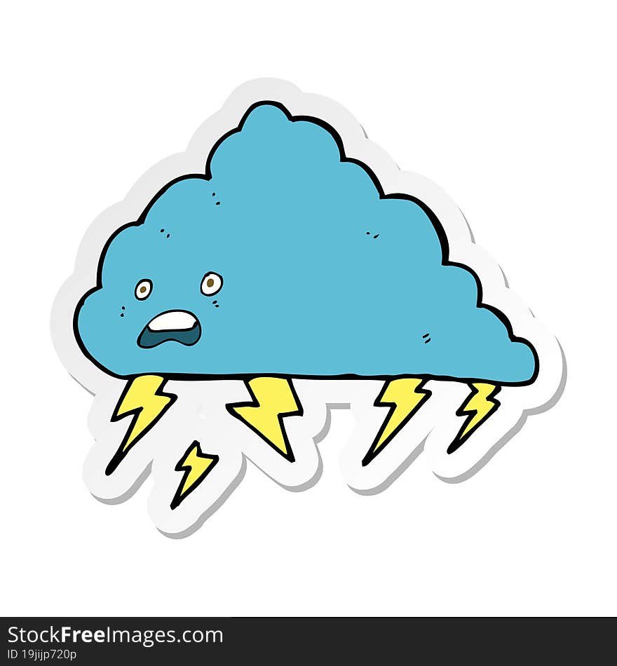 sticker of a cartoon thundercloud