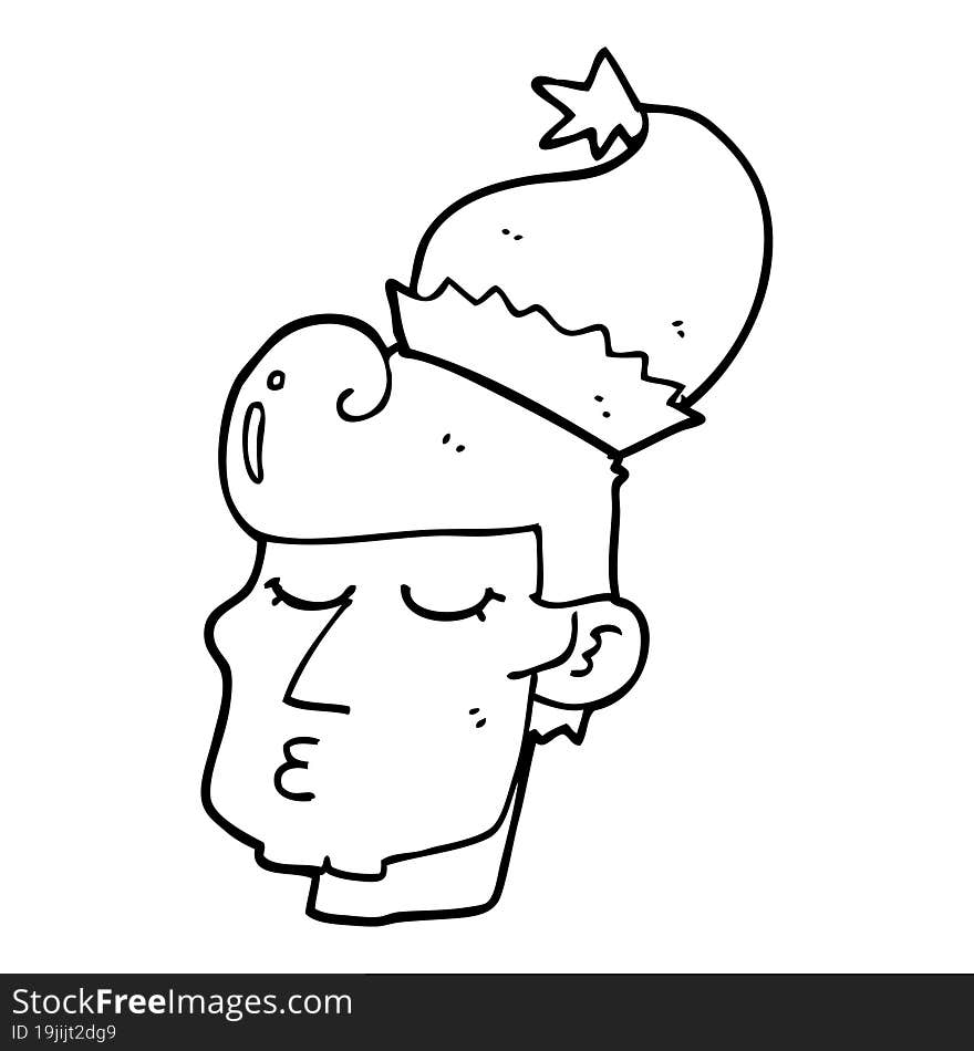 cartoon man wearing christmas hat