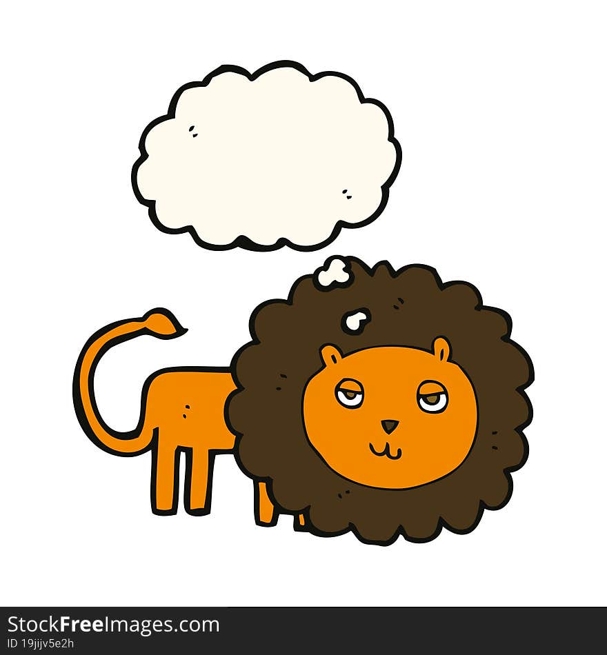 cartoon lion with thought bubble