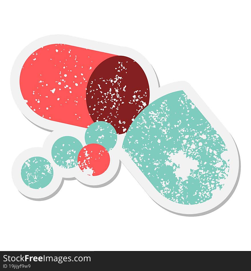 Antibiotic Capsule Grunge Sticker