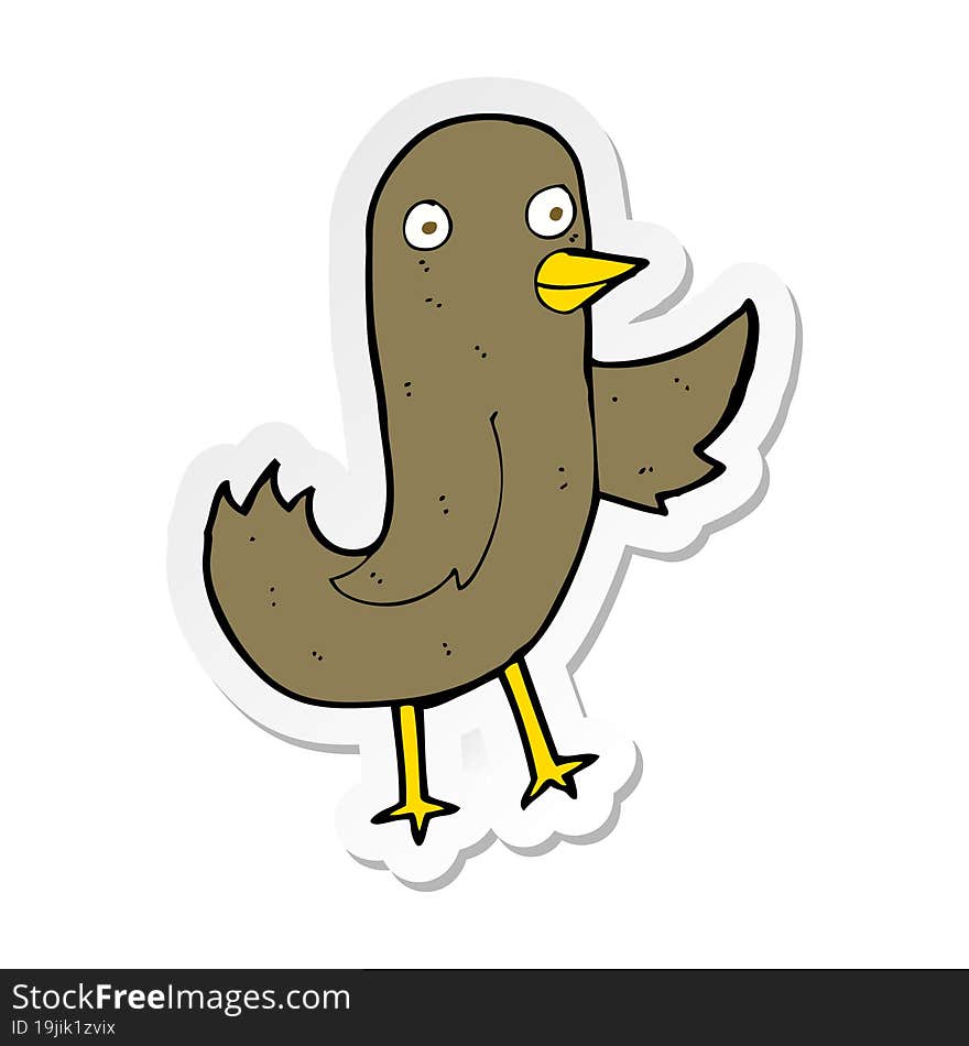 sticker of a funny cartoon bird