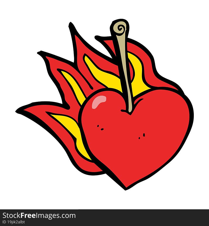 Cartoon Flaming Heart Cherry