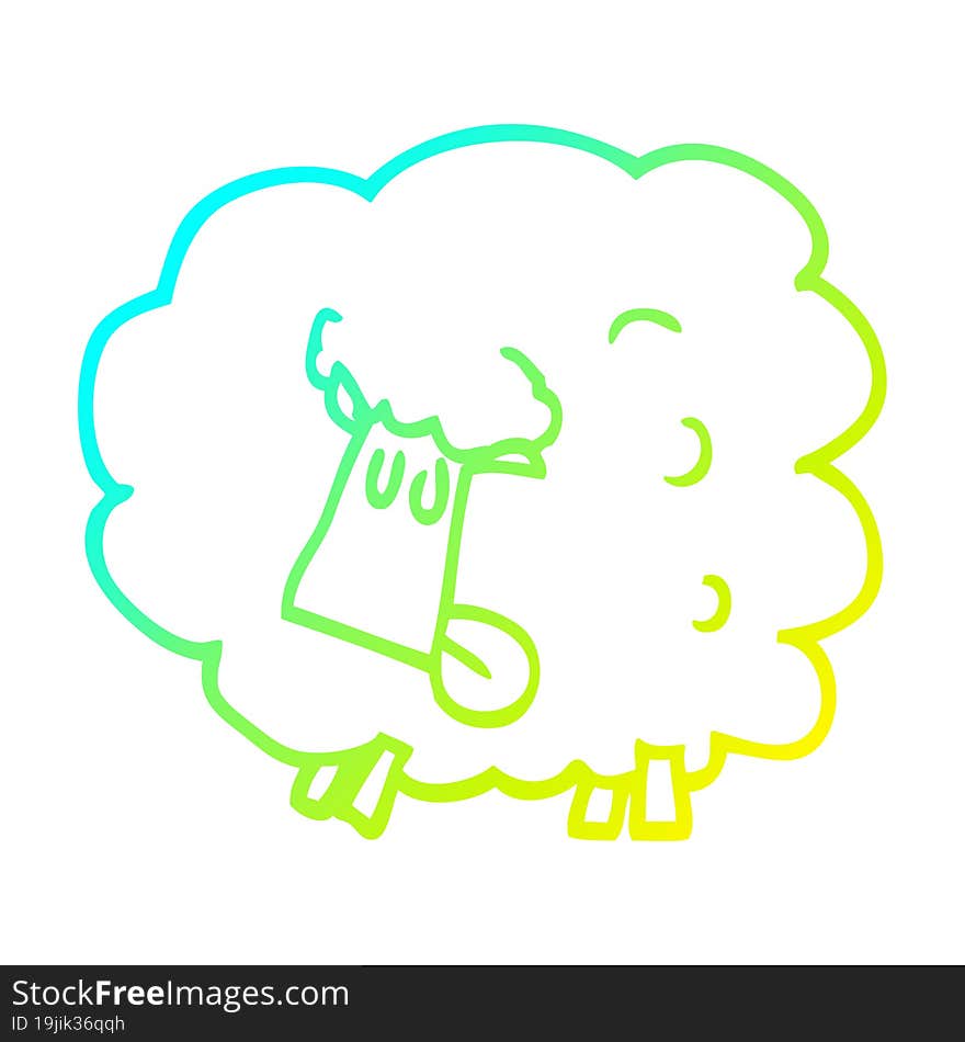 cold gradient line drawing cartoon black sheep