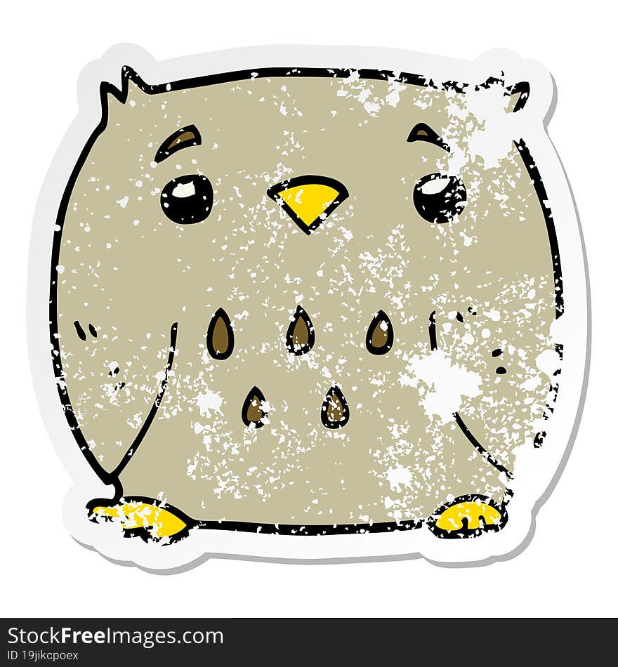 distressed sticker of a cartoon owl