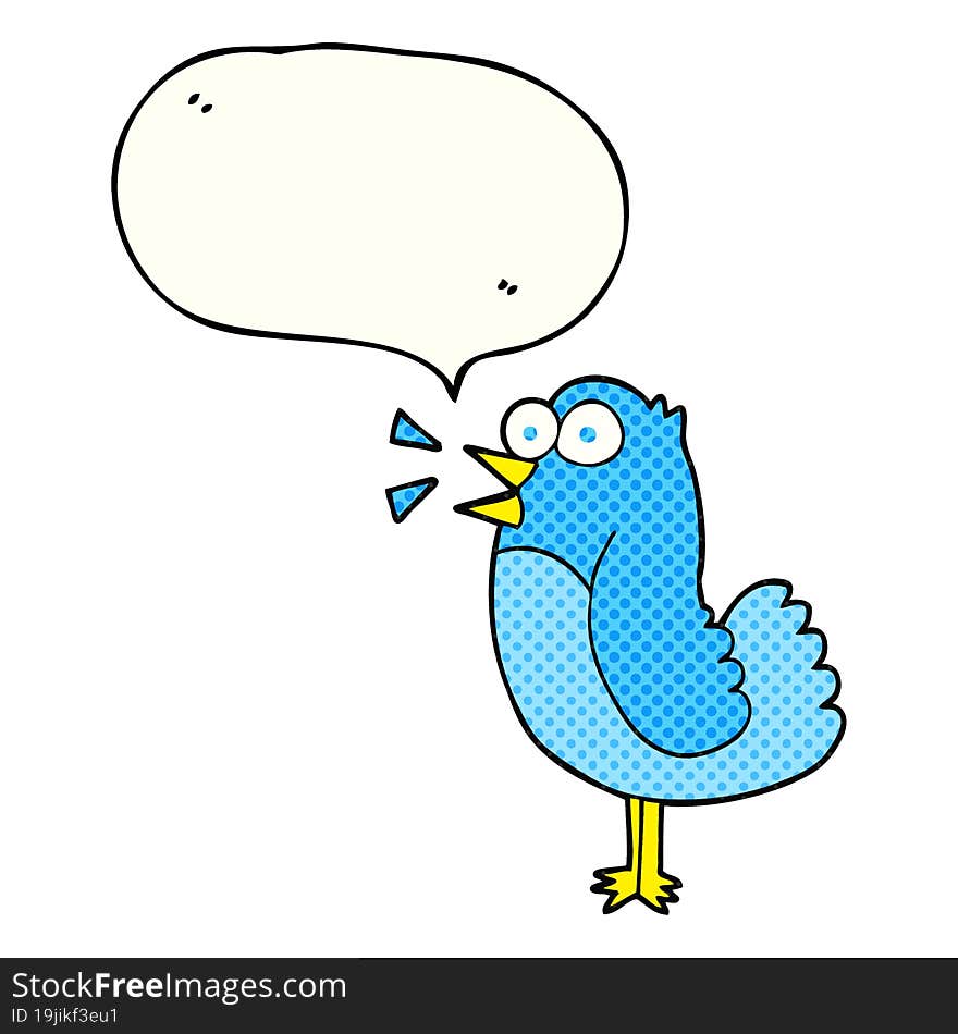 freehand drawn comic book speech bubble cartoon bird