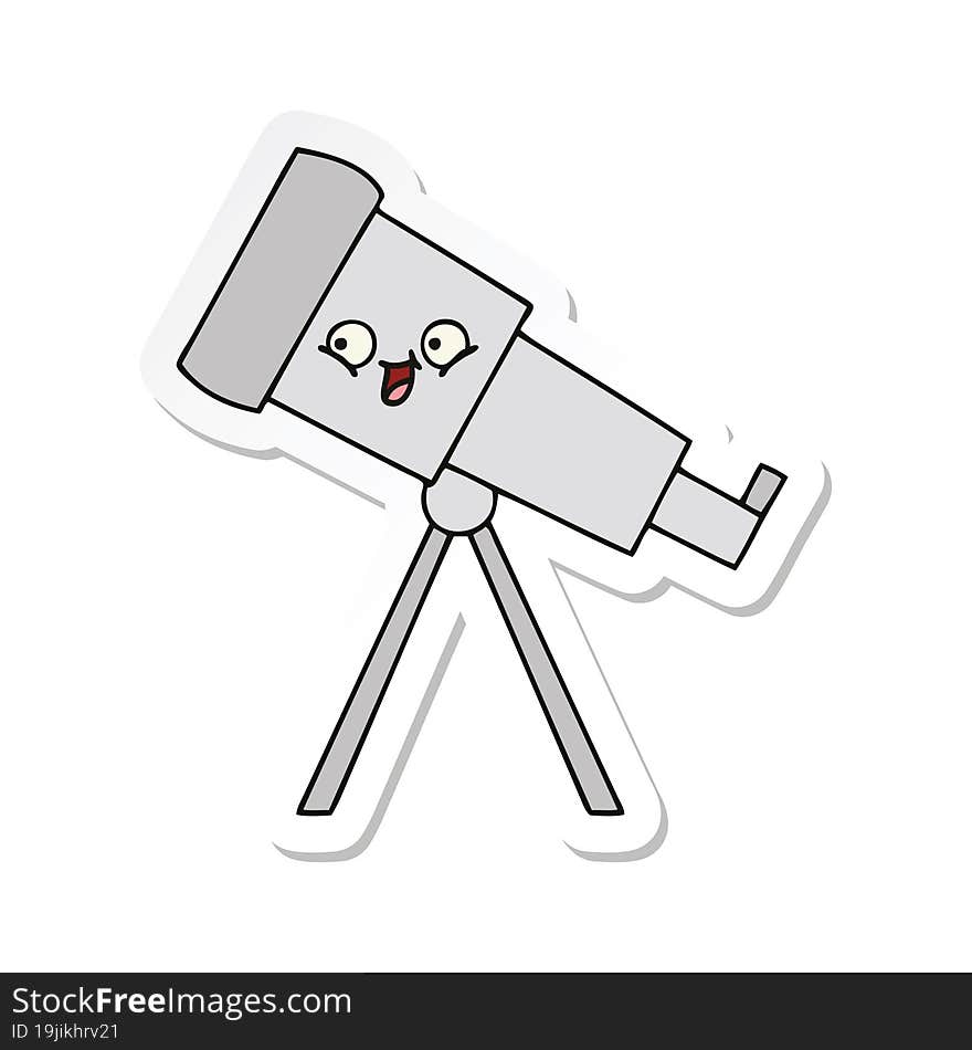 sticker of a cute cartoon telescope