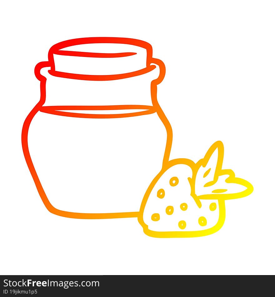 warm gradient line drawing of a jar of strawberry jam