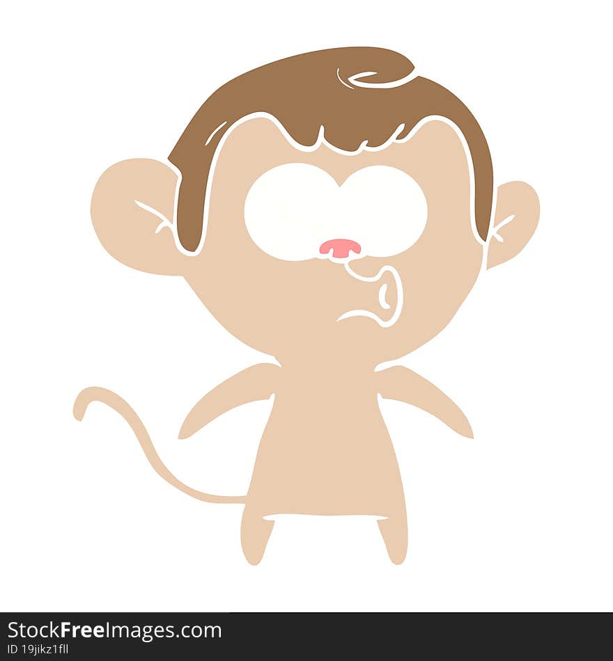 Flat Color Style Cartoon Hooting Monkey