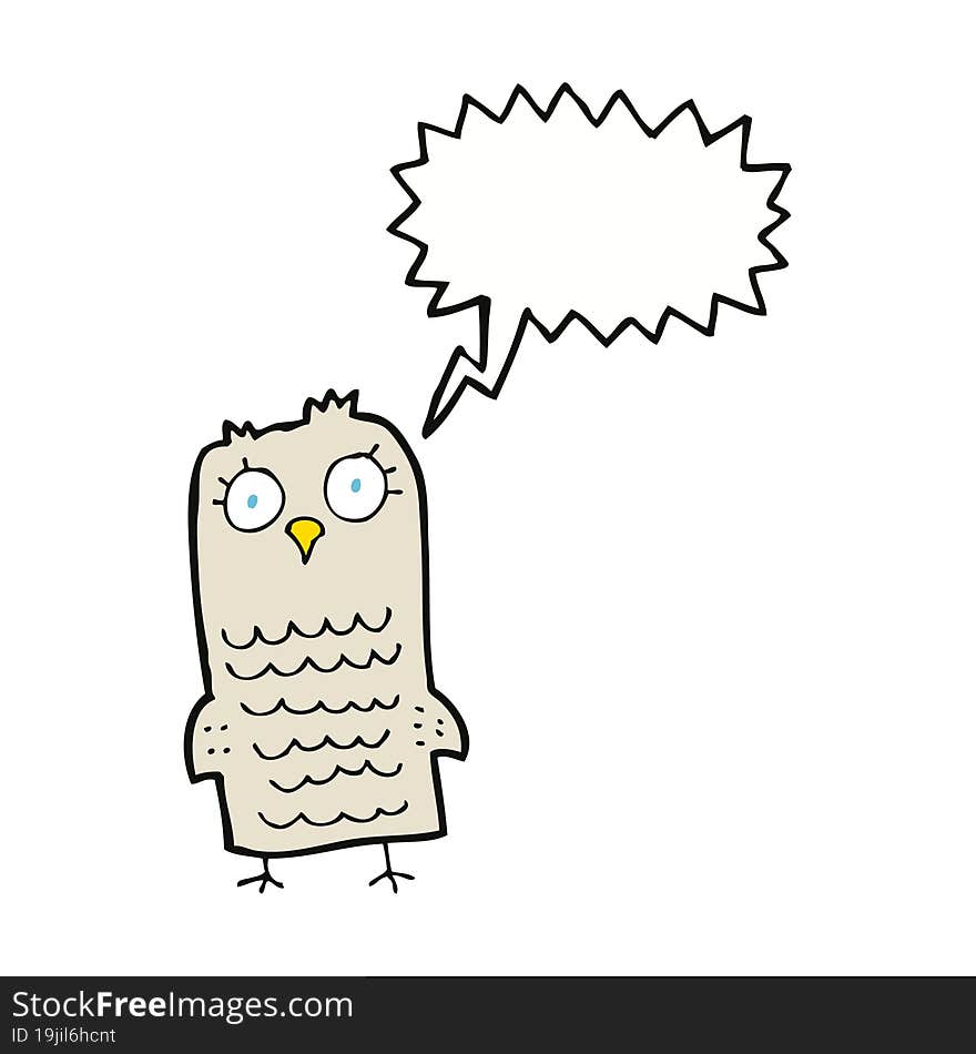 cartoon owl with speech bubble