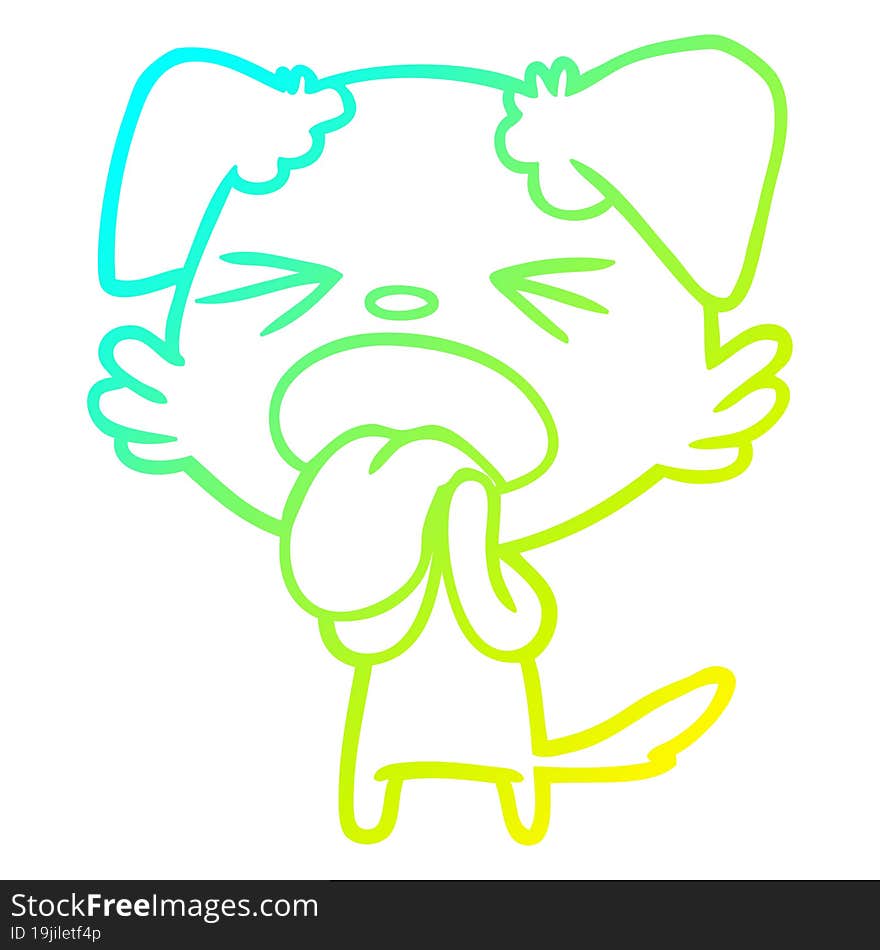 cold gradient line drawing cartoon disgusted dog