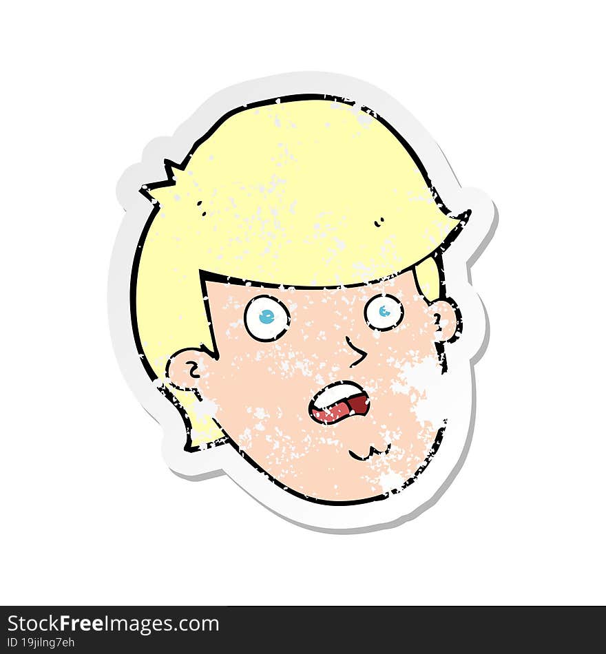 retro distressed sticker of a cartoon man with big chin