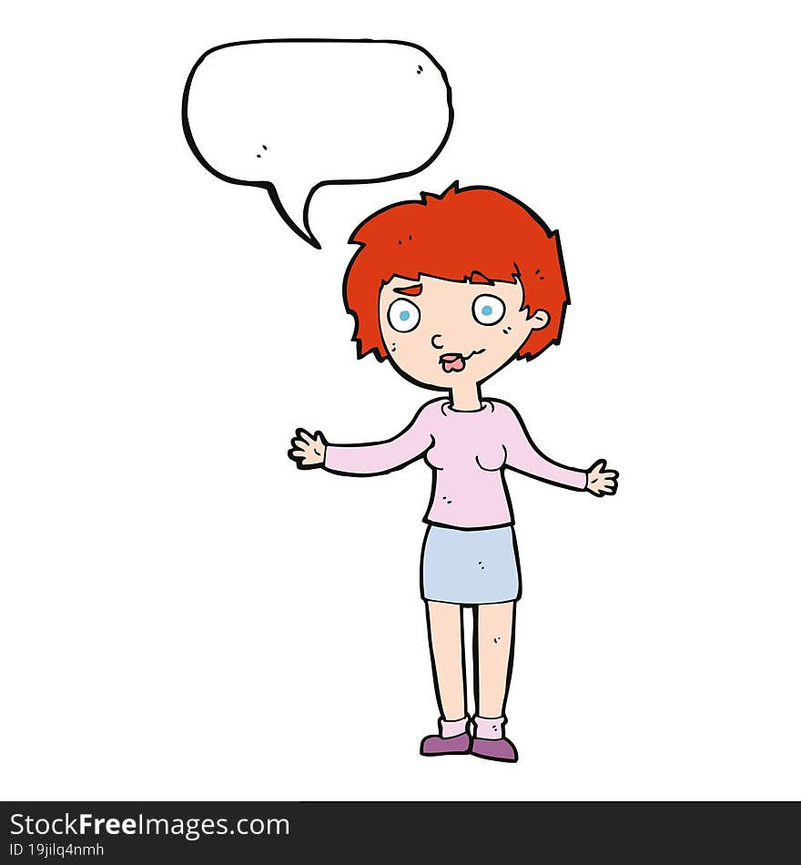 cartoon confused woman with speech bubble