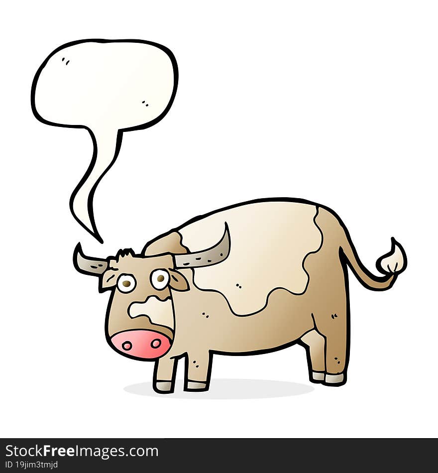 cartoon cow with speech bubble