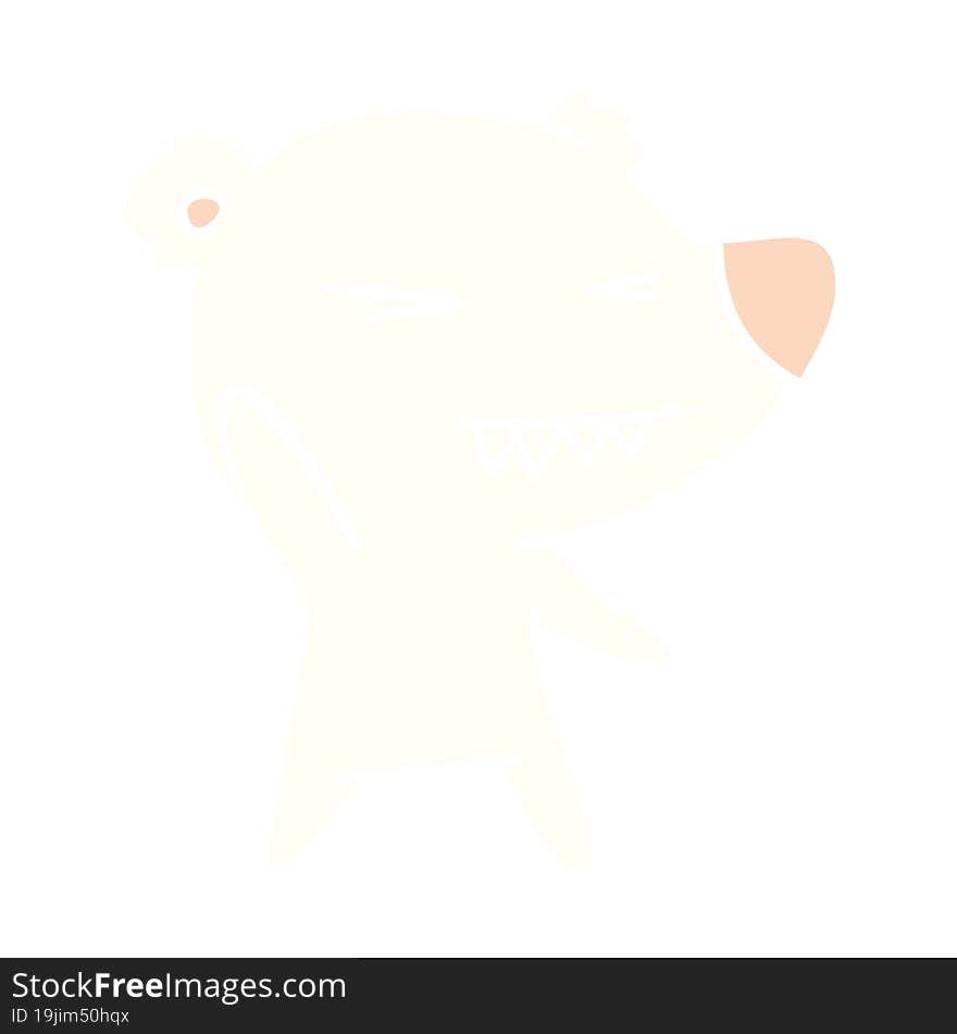 angry polar bear flat color style cartoon