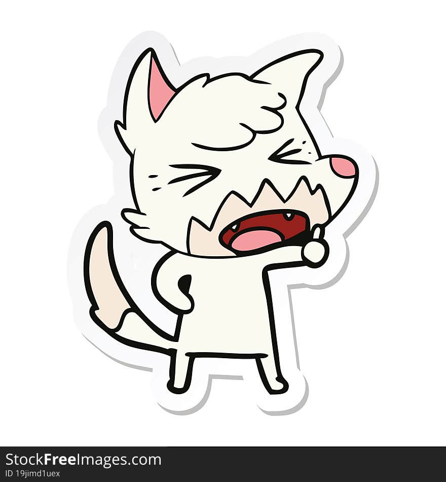 sticker of a angry cartoon fox