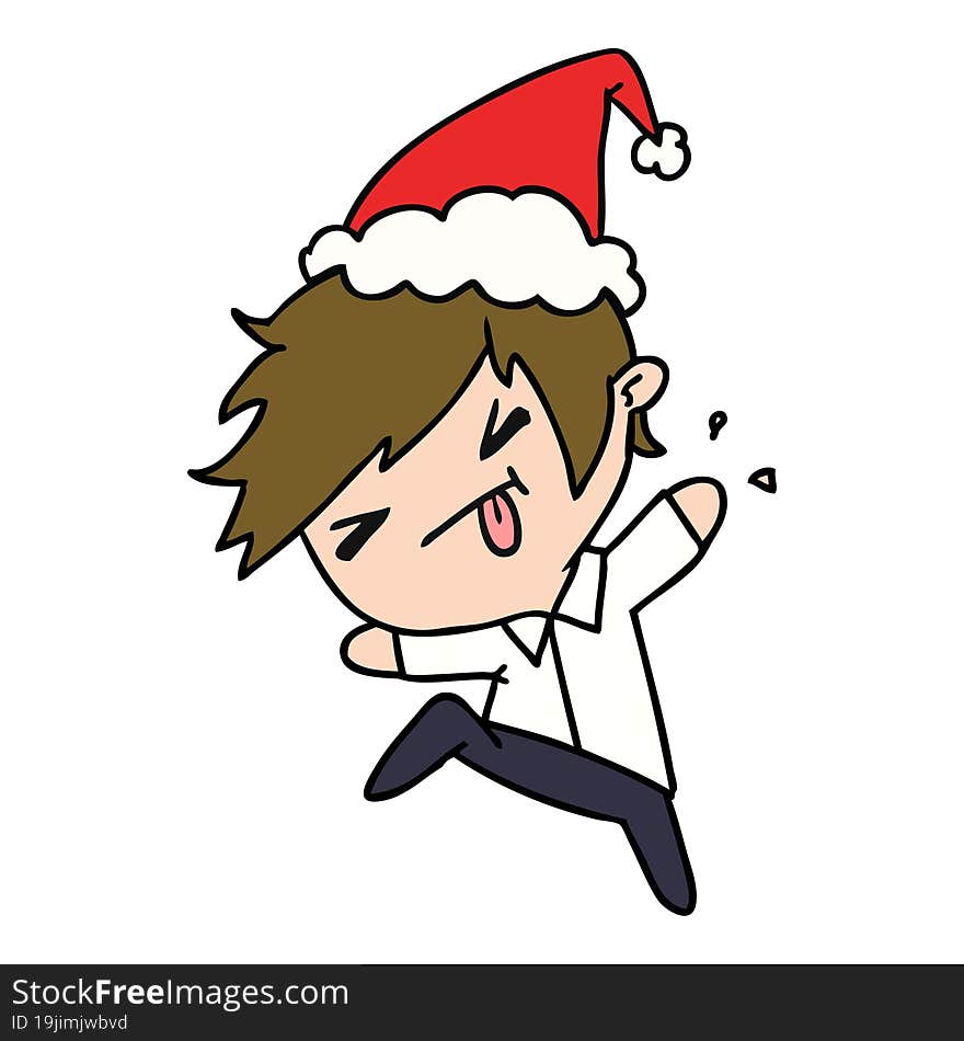 hand drawn christmas cartoon of kawaii boy