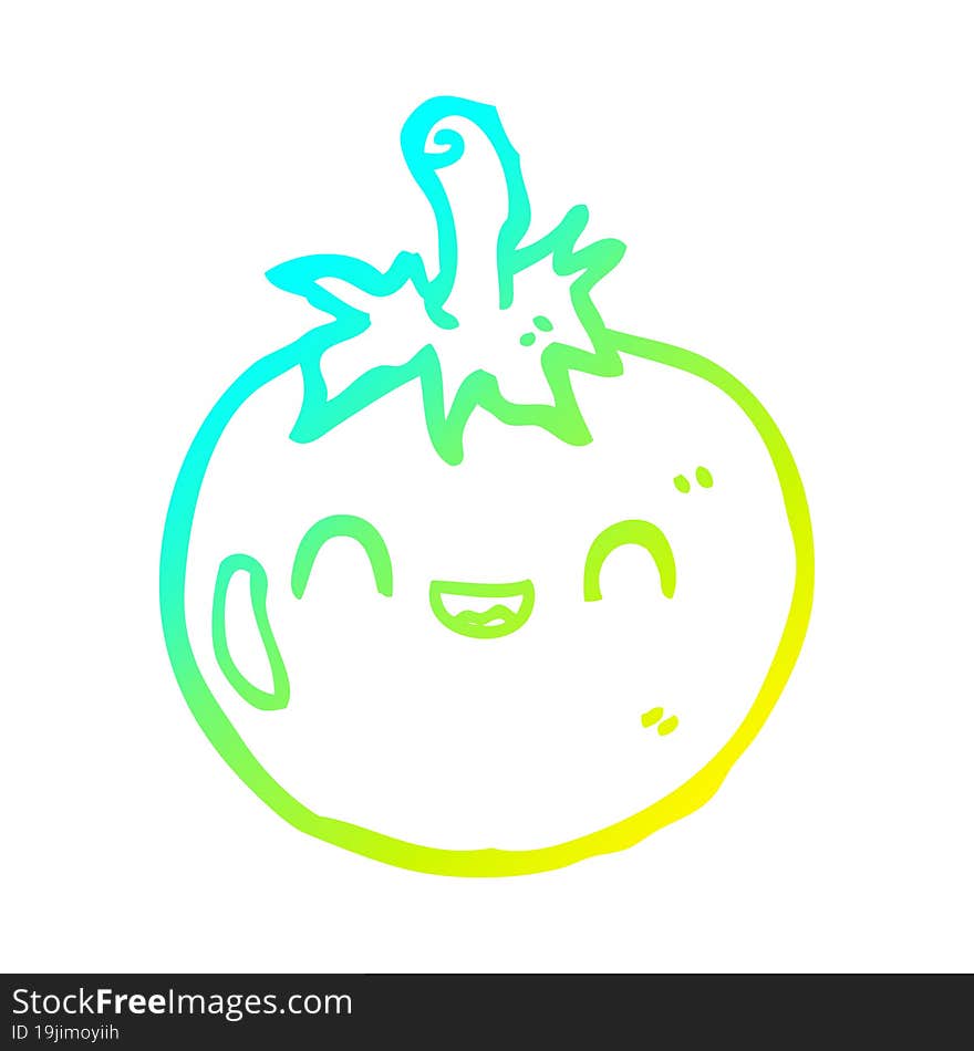 cold gradient line drawing cute cartoon tomato