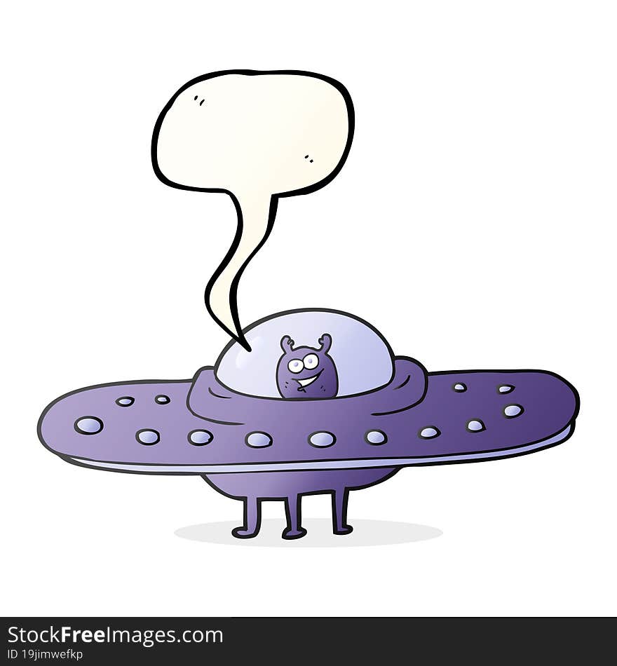 Speech Bubble Cartoon Flying Saucer